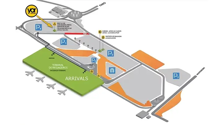 Algarve car hire - Faro Airport desk map